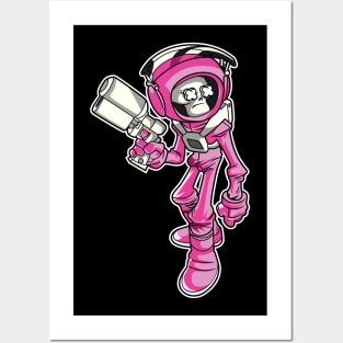 Pink Skeleton Astronaut Posters and Art